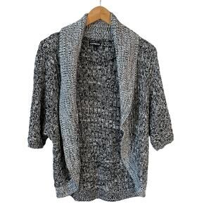 EXPRESS Women's Chunky Knit 3/4 Sleeve Open Cardigan Black White Size XS